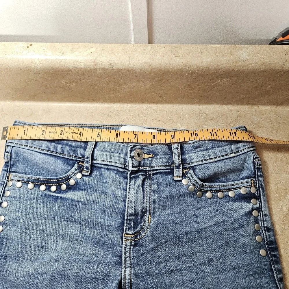Abercrombie Kids Jeans Tween Girls 13/14 Short Blue Low‎ Rise Bootcut Studded